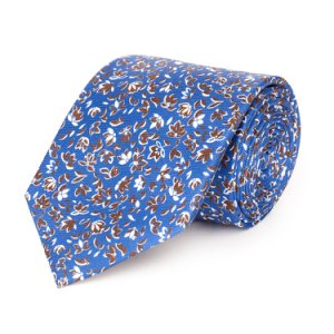 Cravatta su misura, Lanieri, Floral Blu Elettrico, Quattro Stagioni | Lanieri